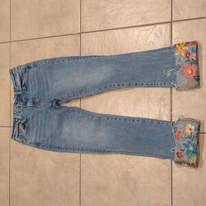 DRIFTWOOD Collette Light Blue Floral Embroidered Jeans Size 26